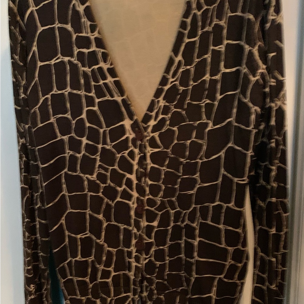 Size large, Merona cardigan with an animal print.